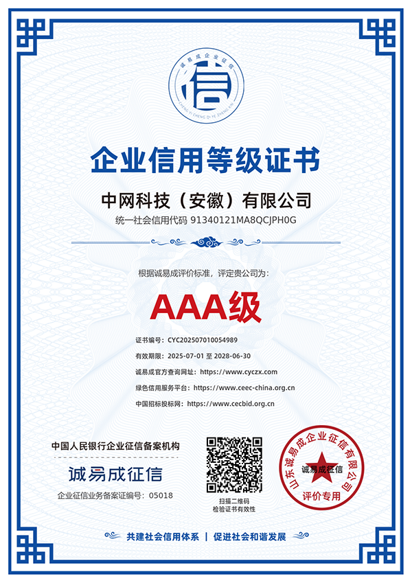 企业信用等级证书（招投标）-中网科技（安徽）有限公司20250701